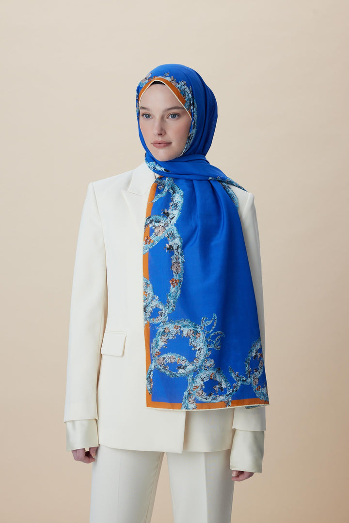 ŞEBNEM FLOŞ VİSKON ŞAL 70*190 CM - MAVİ - Görsel 1