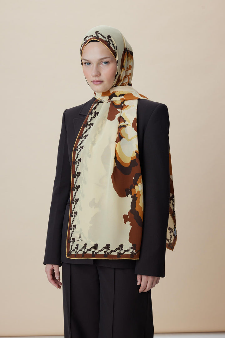 Maisa SEDA KREP İPEK ŞAL 70*190 CM - GOLD