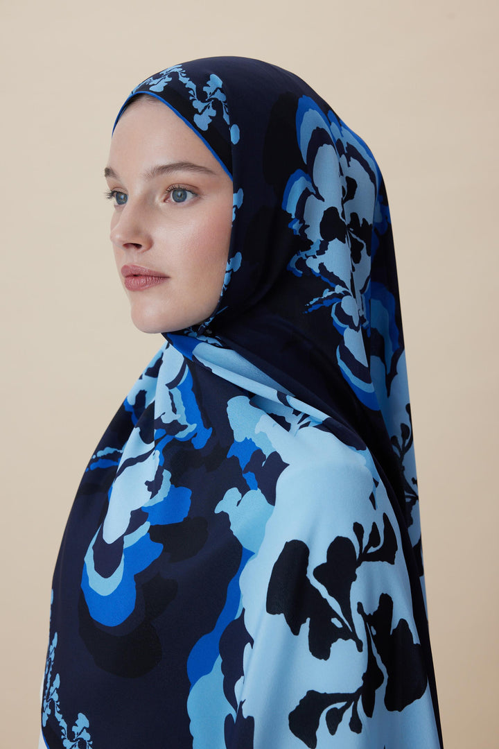 Maisa SEDA KREP İPEK ŞAL 70*190 CM - KOYU MAVİ