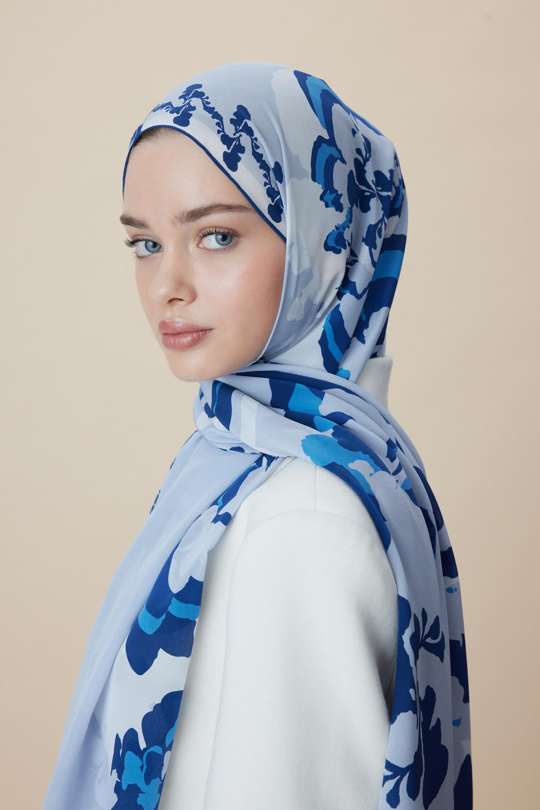 Maisa SEDA KREP İPEK ŞAL 70*190 CM - MAVİ