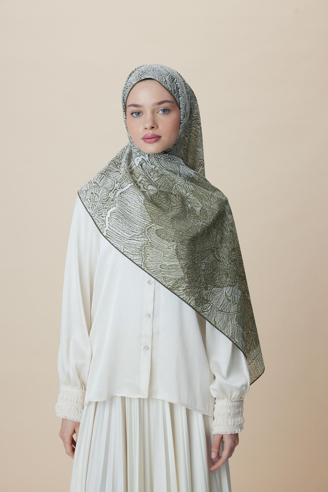 SEDEF FLOŞ VİSKON ŞAL 70*190 CM - BEJ - Görsel 1