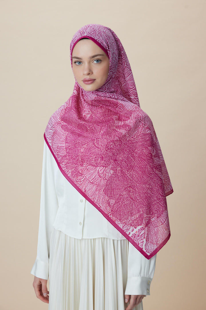 SEDEF FLOŞ VİSKON ŞAL 70*190 CM - FUŞYA - Görsel 1