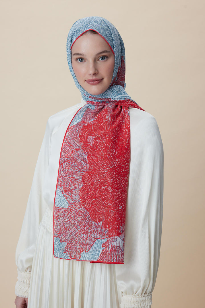 SEDEF FLOŞ VİSKON ŞAL 70*190 CM - MERCAN - Görsel 1