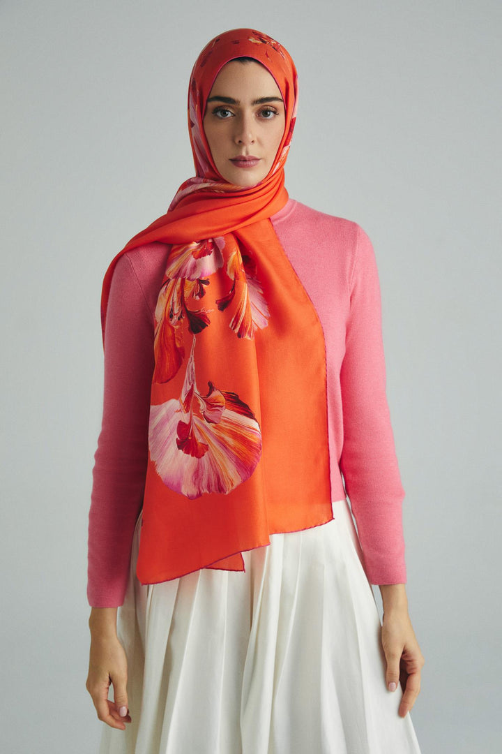 Maisa ŞEMS PAMUK İPEK ŞAL 70*190 CM - TURUNCU