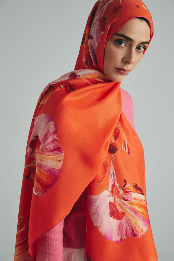 Maisa ŞEMS PAMUK İPEK ŞAL 70*190 CM - TURUNCU