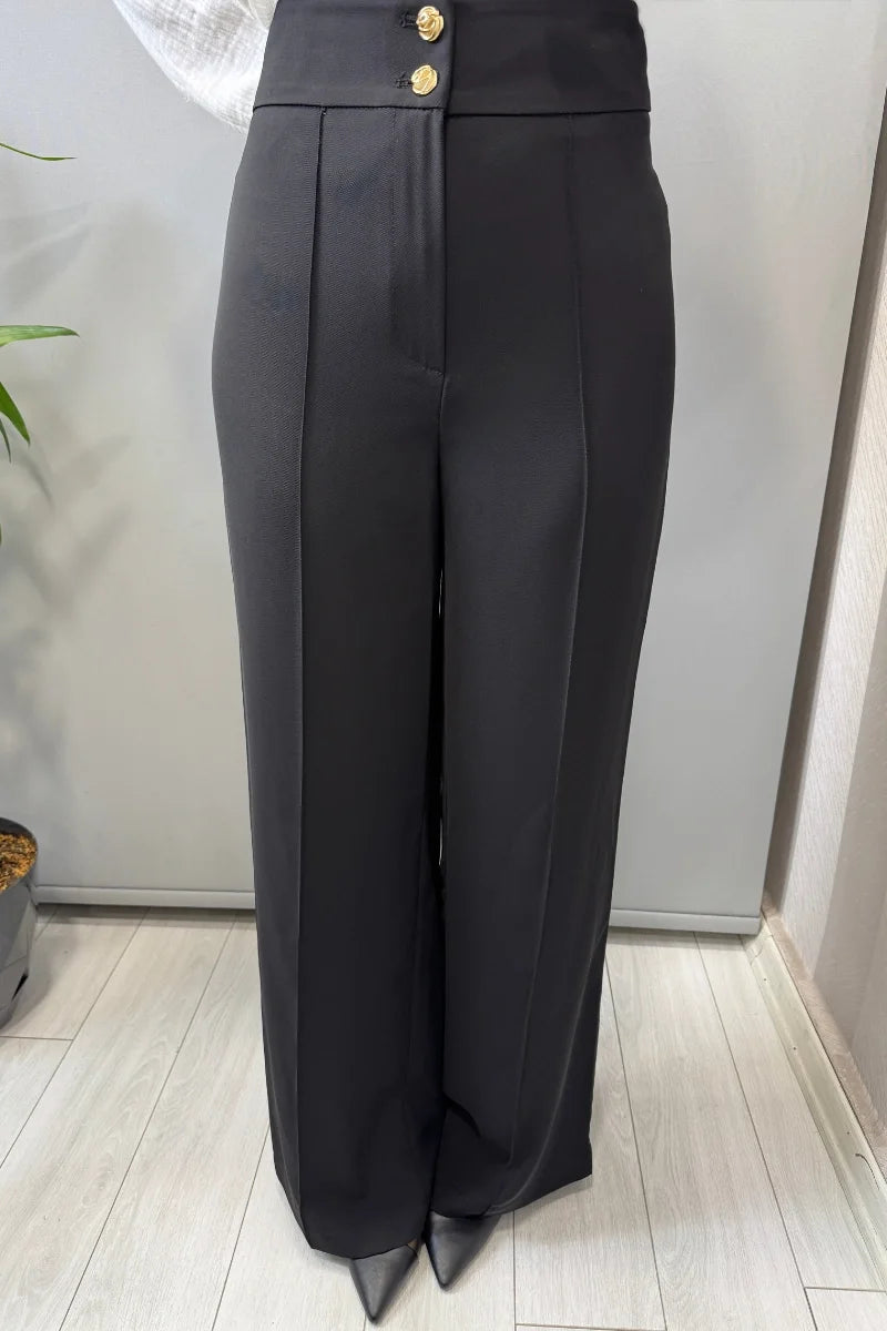 Sentez Arkası Lastikli Pantolon 5662 - Siyah - Görsel 1 