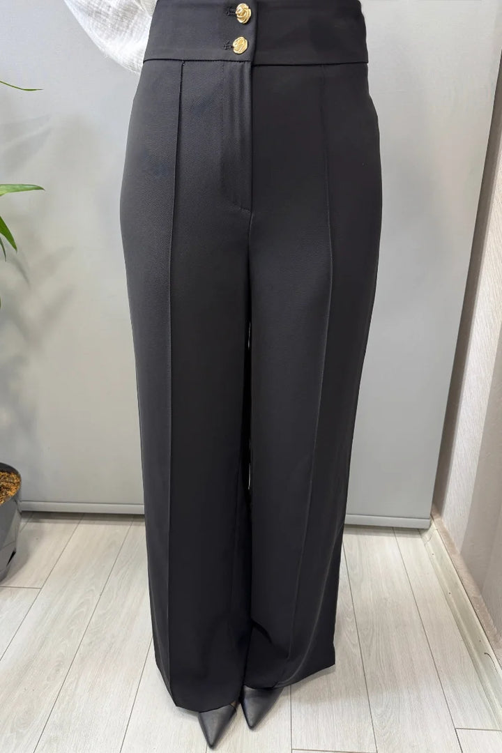 Sentez Arkası Lastikli Pantolon 5662 - Siyah - Görsel 1 