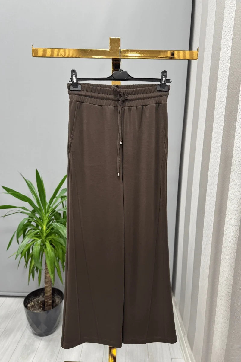 Sentez Divanna Modal Geniş Paça Pantolon 5584 - Kahve - Görsel 1 #renk_kahve
