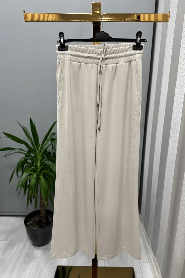 Sentez Divanna Modal Geniş Paça Pantolon 5584 - Taş - Görsel 1 