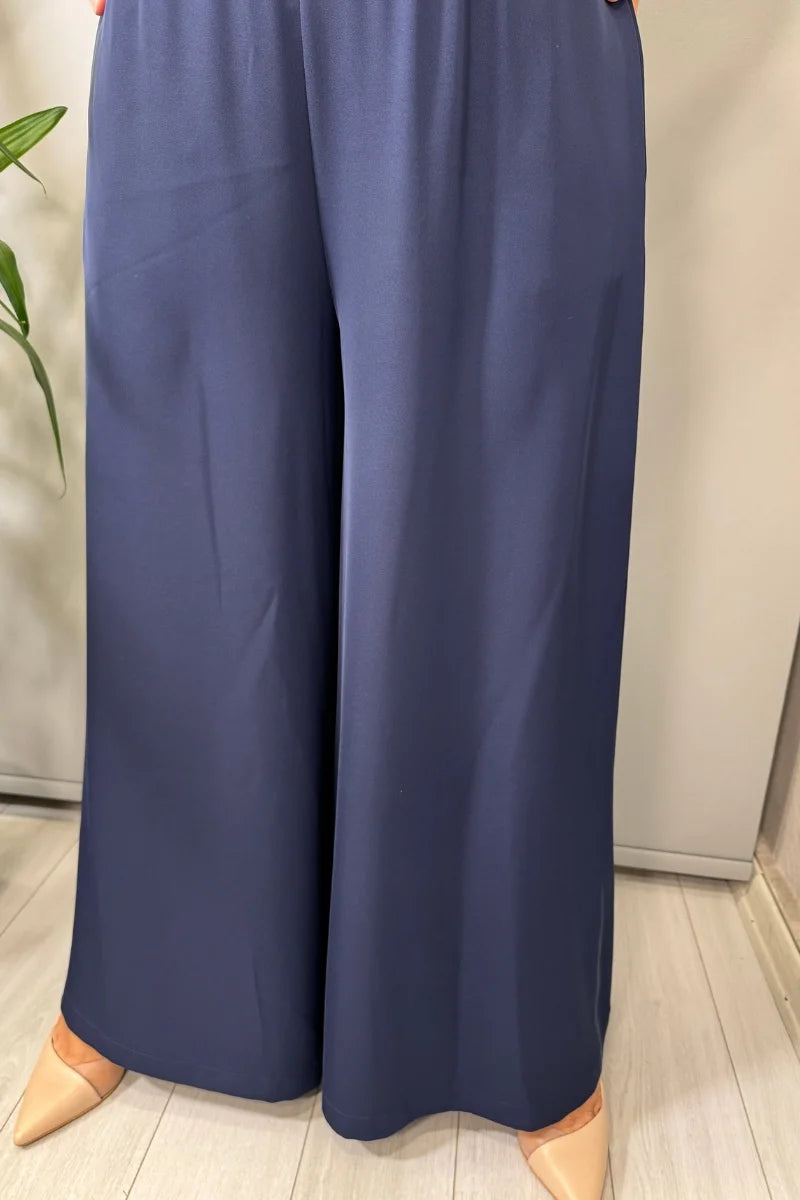 Sentez Logos Geniş Paça Pantolon 5561 - Lacivert - Görsel 2 