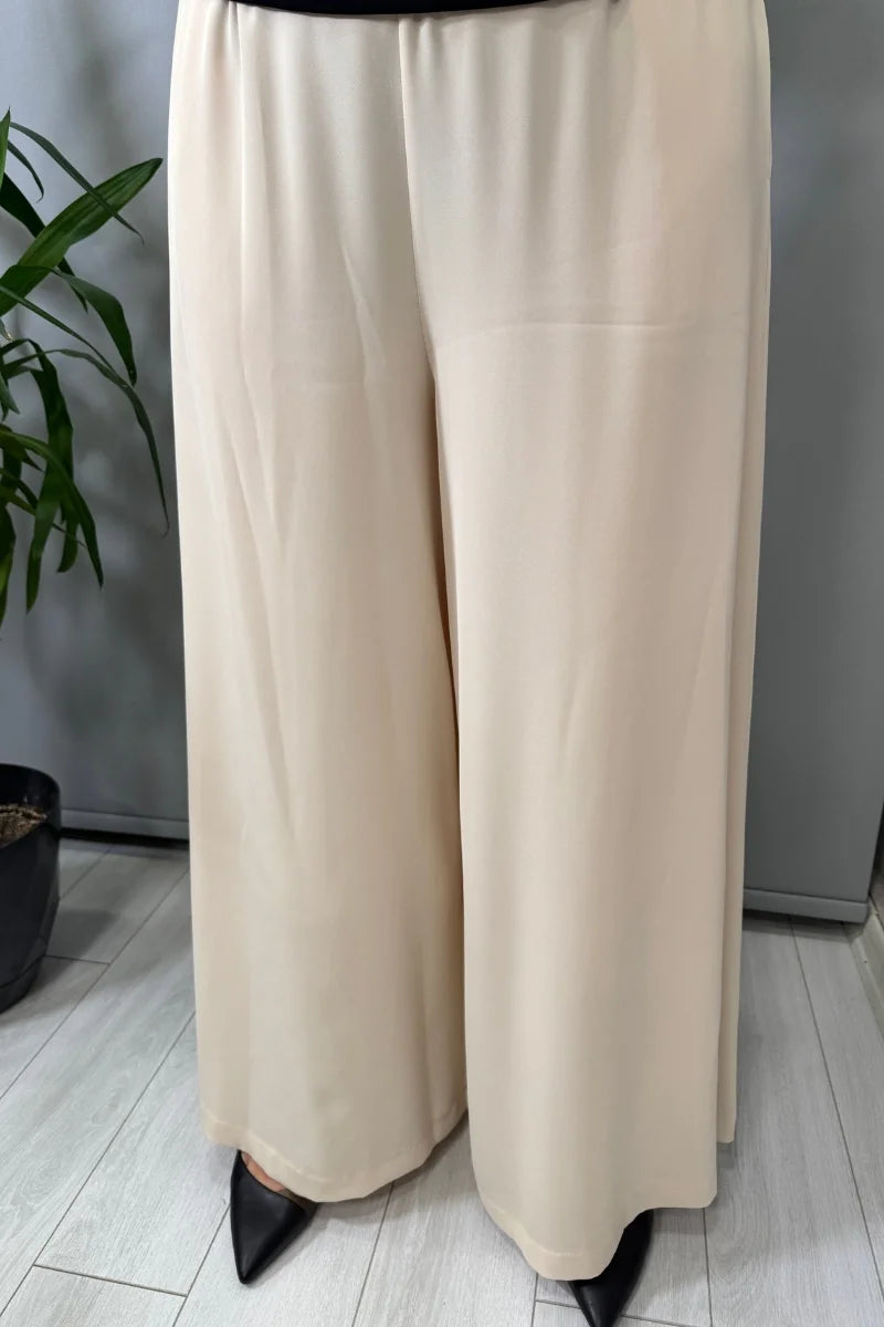 Sentez Logos Geniş Paça Pantolon 5561 - Taş - Görsel 2 