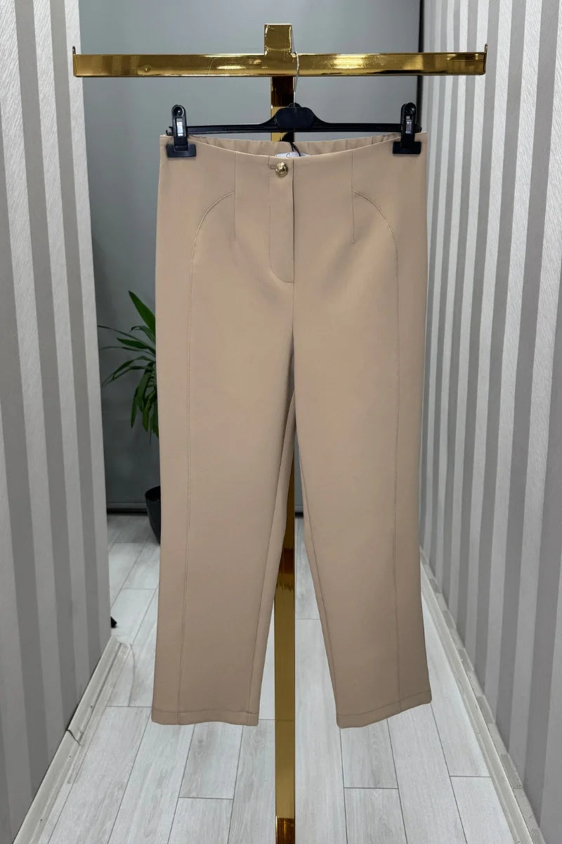 Sentez Milano Boru Boru Paça Pantolon 5603 - Bej - Görsel 2 