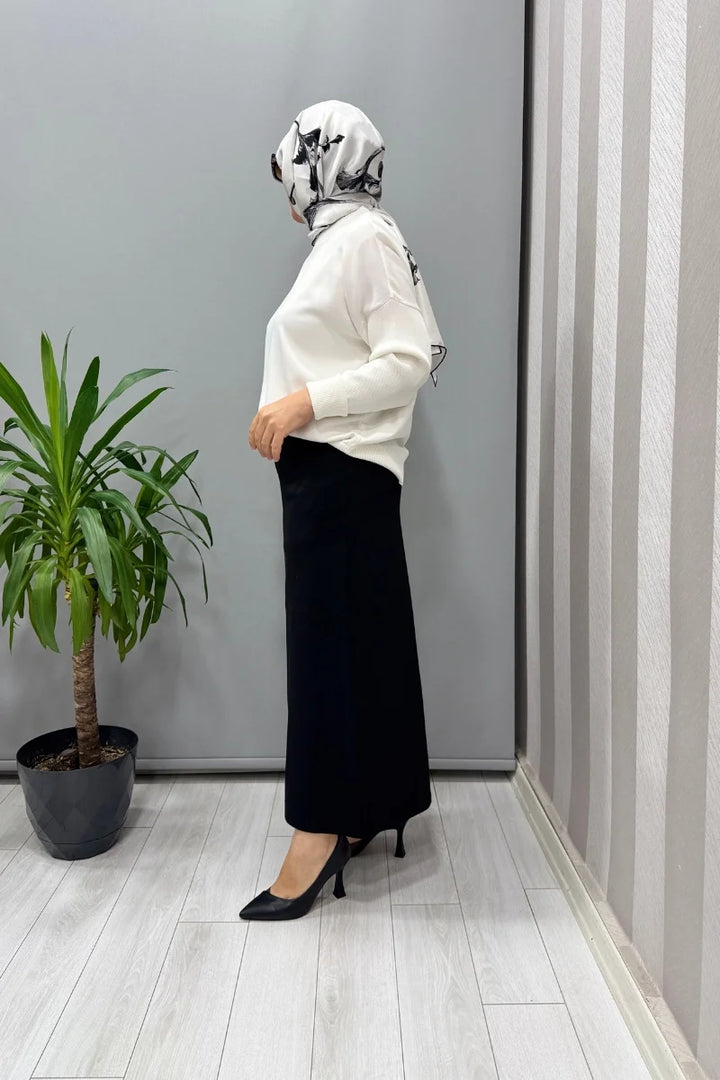 Sentez Önü Fermuarlı Spor Etek 5440 - Siyah - Görsel 5 
