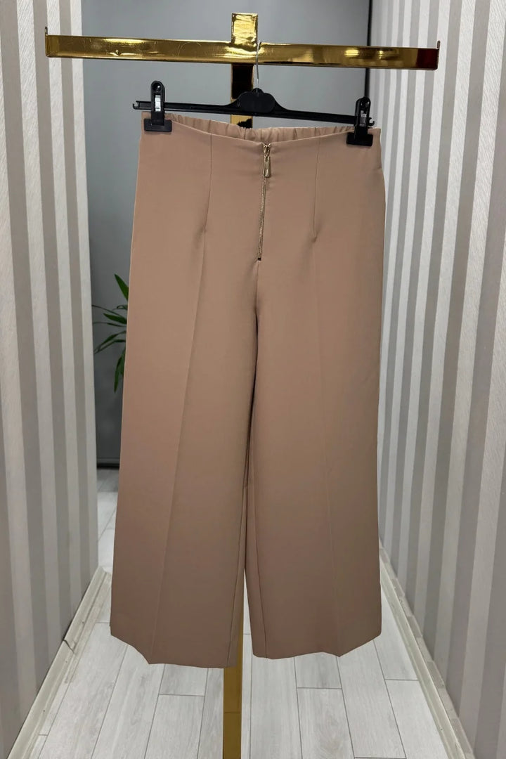 Sentez Queen Kısa Geniş Paça Pantolon 5565 - Camel - Görsel 1 