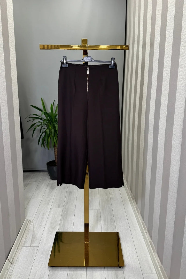 Sentez Queen Kısa Geniş Paça Pantolon 5565 - Kahve - Görsel 1 