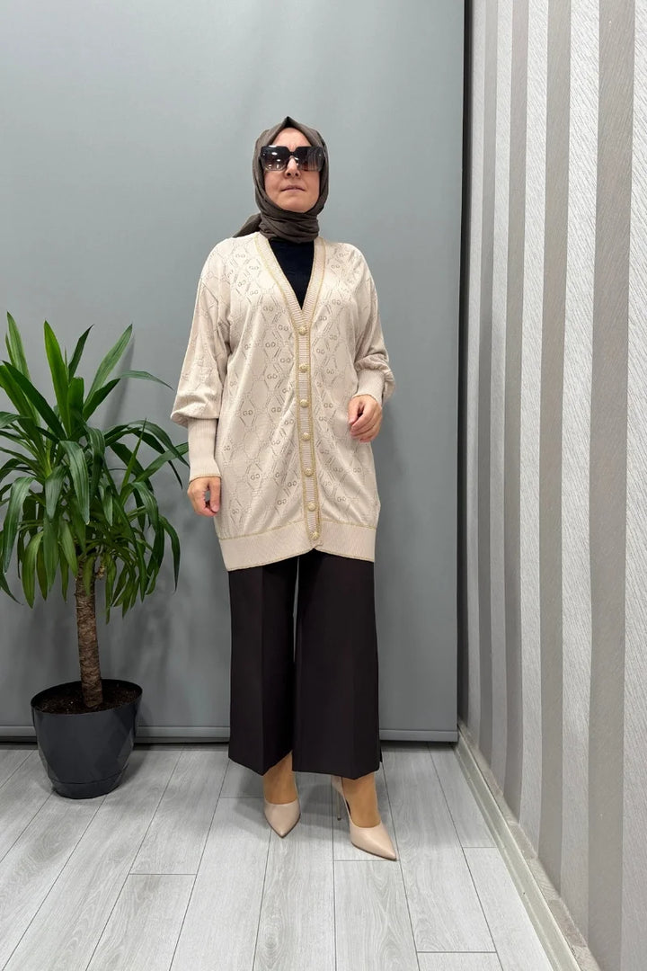 Sentez Queen Kısa Geniş Paça Pantolon 5565 - Kahve - Görsel 3 