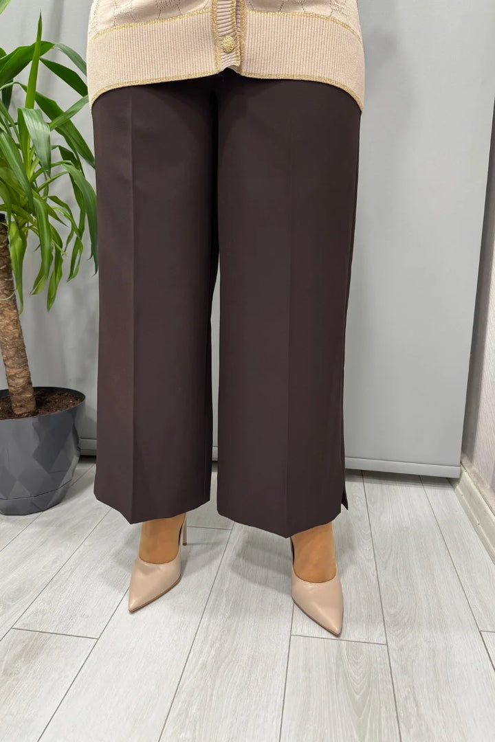 Sentez Queen Kısa Geniş Paça Pantolon 5565 - Kahve - Görsel 2 