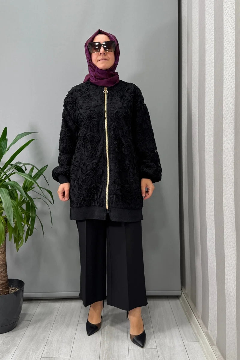Sentez Queen Kısa Geniş Paça Pantolon 5565 - Siyah - Görsel 1 #renk_siyah