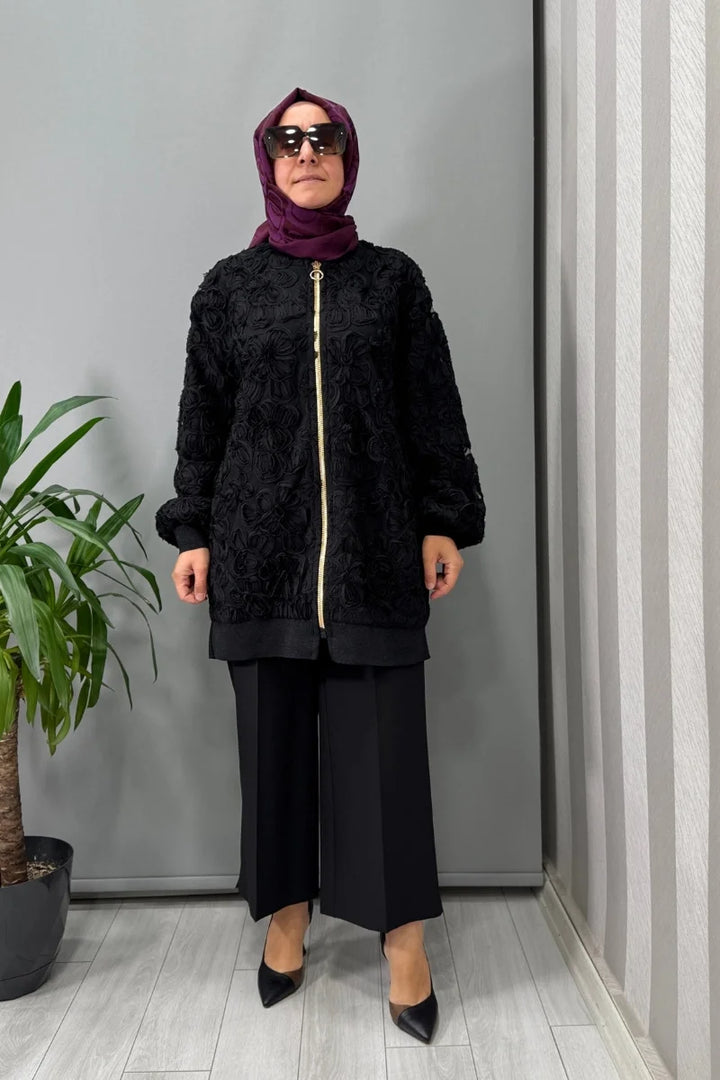 Sentez Queen Kısa Geniş Paça Pantolon 5565 - Siyah - Görsel 1 