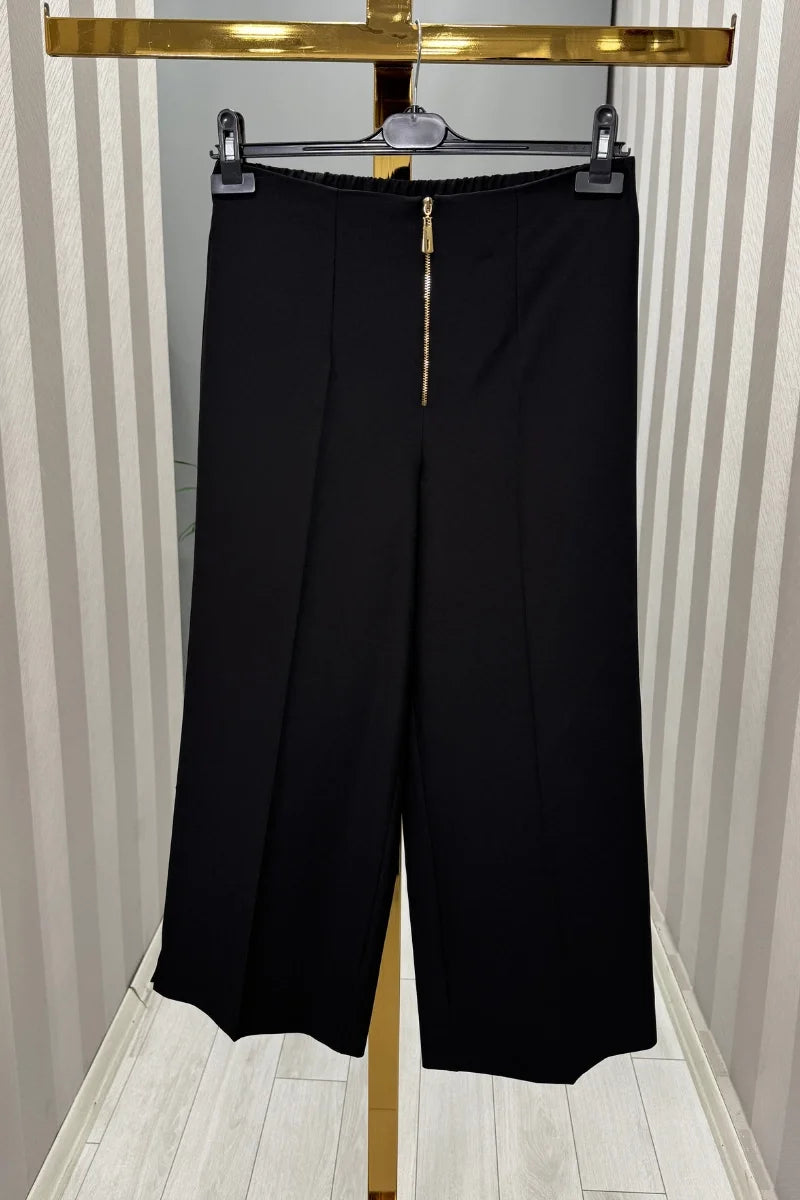Sentez Queen Kısa Geniş Paça Pantolon 5565 - Siyah - Görsel 2 #renk_siyah