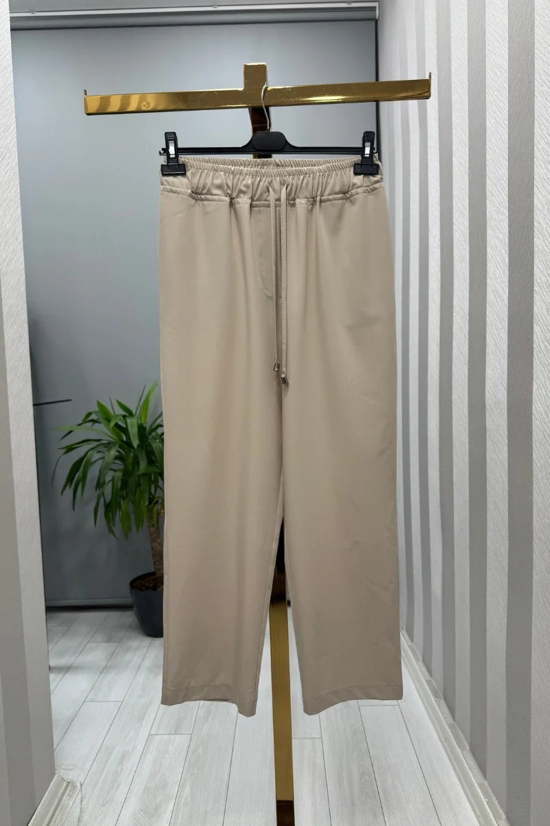 Sentez Vega Beli Lastikli Pantolon 5660 - Taş - Görsel 1 
