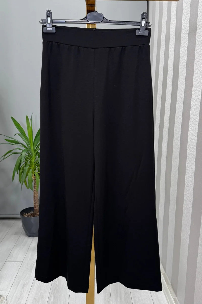 Sentez Venedik Beli Lastikli Geniş Paça Pantolon 5600 - Siyah - Görsel 1 #renk_siyah