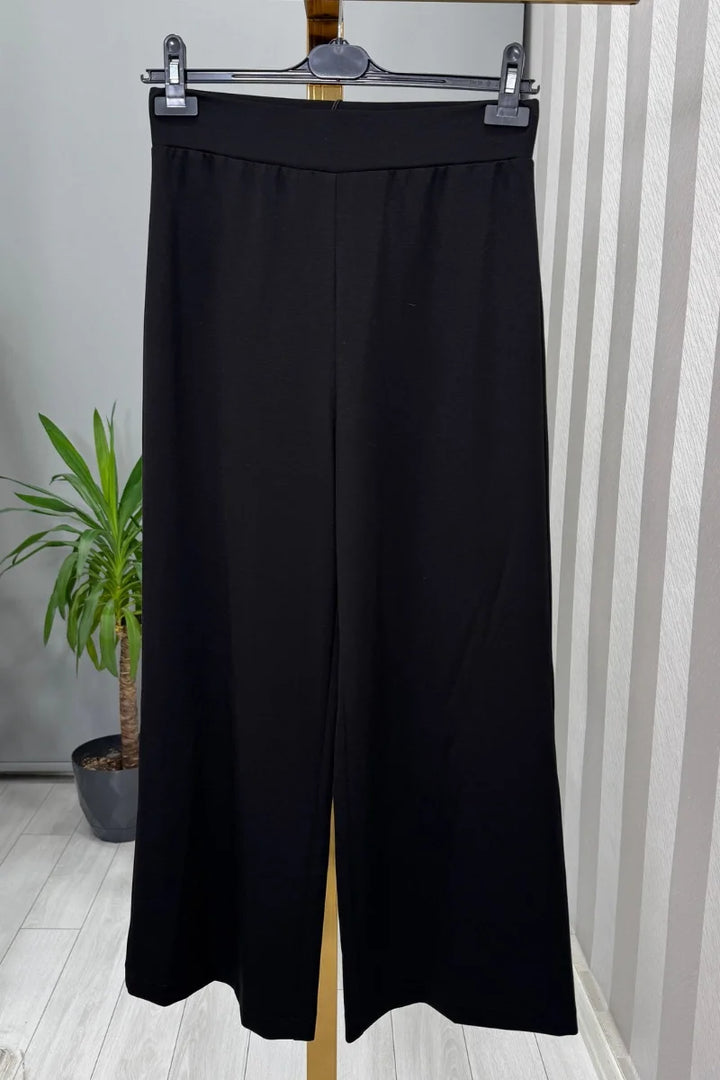 Sentez Venedik Beli Lastikli Geniş Paça Pantolon 5600 - Siyah - Görsel 1 