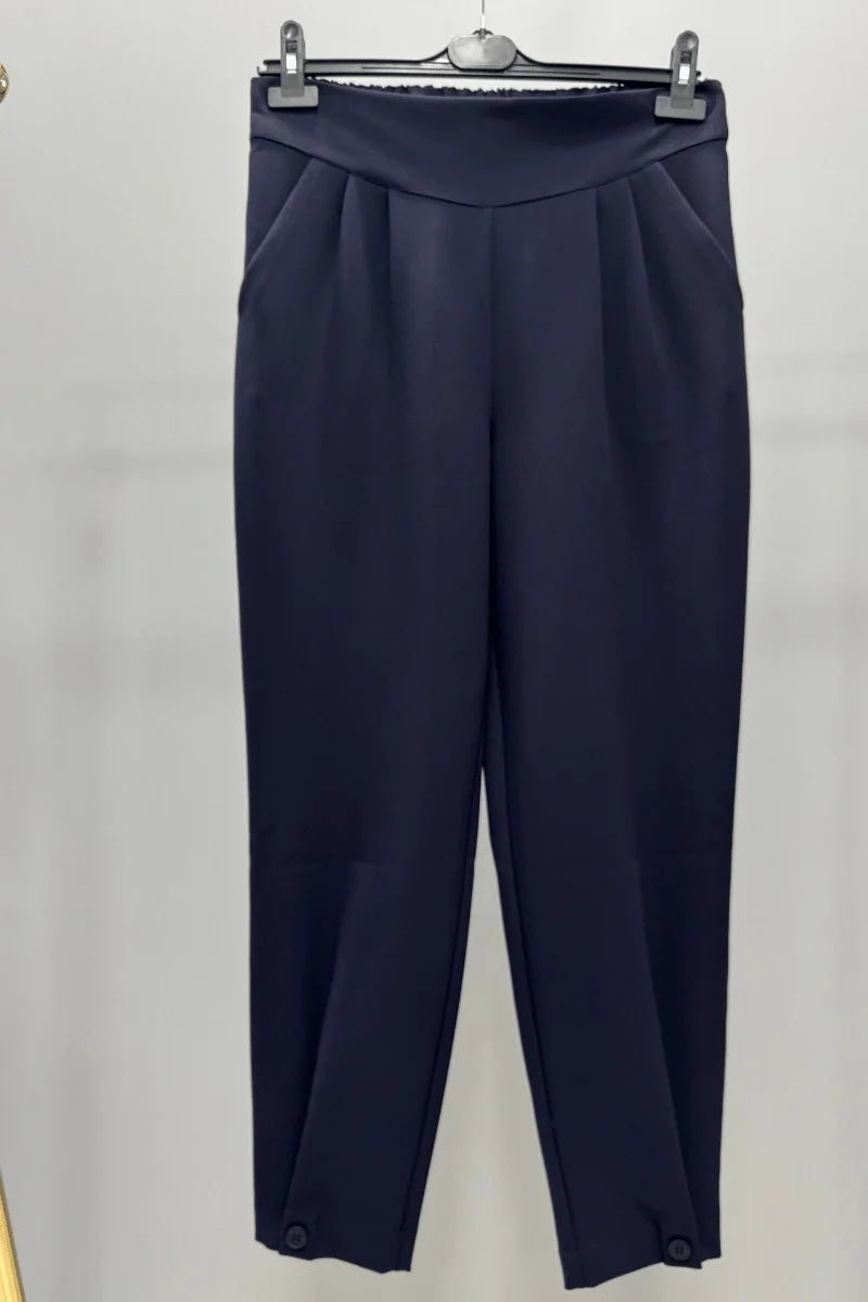 Sentez Victoria Paça Düğme Detaylı Pantolon 5574 - Lacivert - Görsel 1 #renk_lacivert