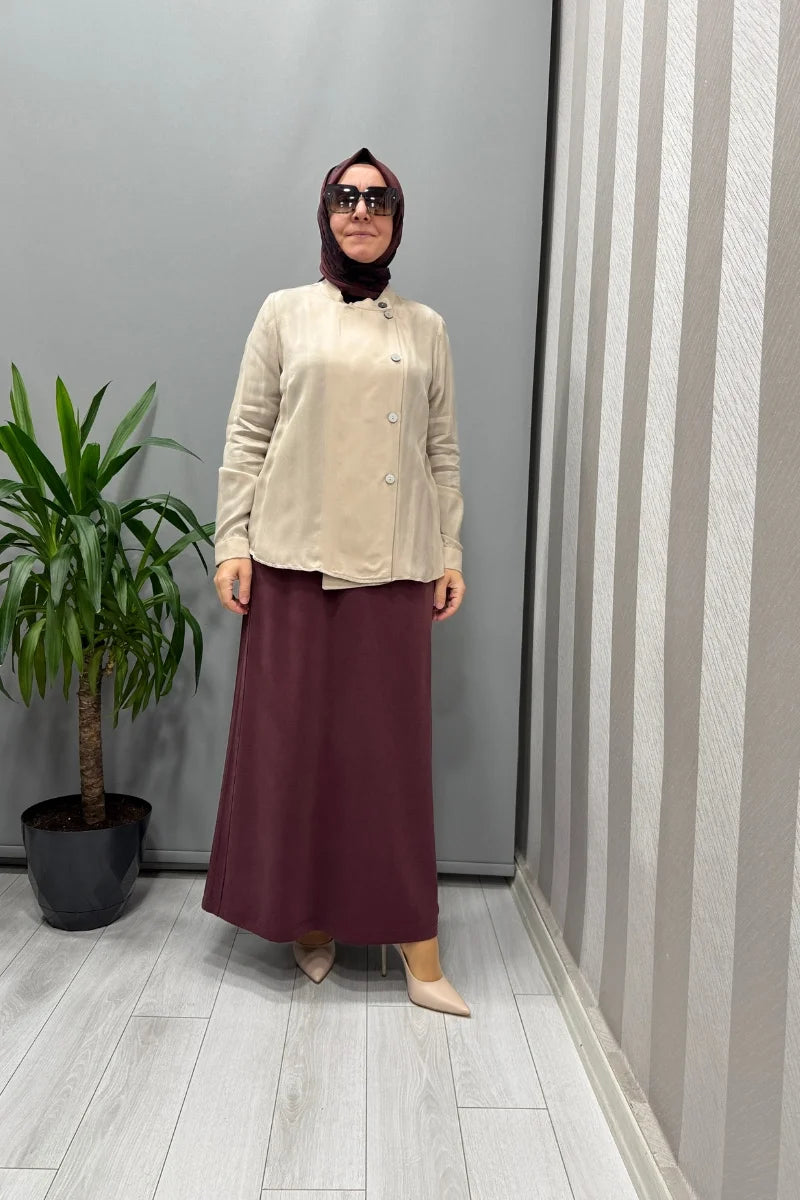 Sentez Yanı Nervürlü Etek 5461 - Bordo - Görsel 2 