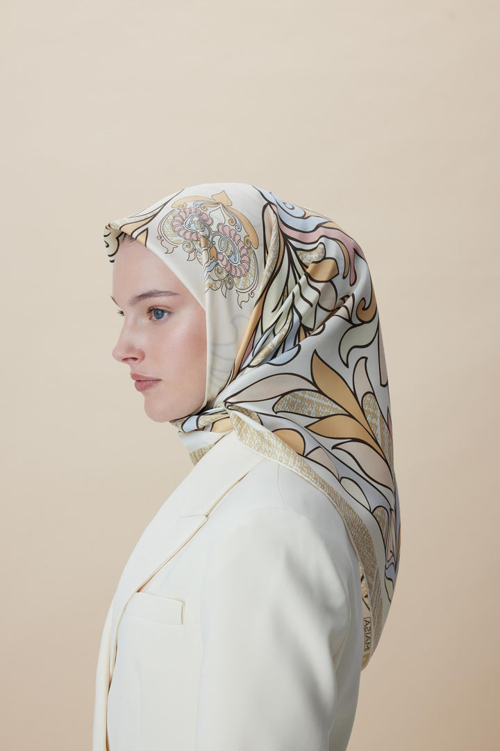 SERA TİVİL İPEK EŞARP 90*90 CM - PUDRA PEMBE - Görsel 7