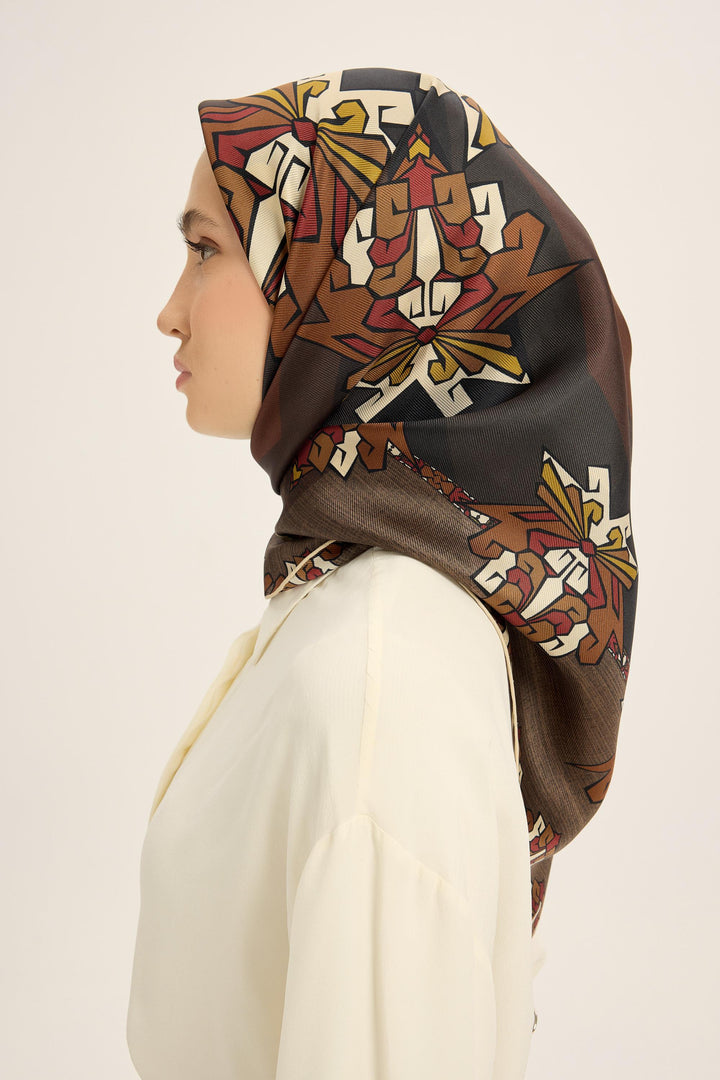 Maisa Şimal Mulberry İpek Eşarp - Acı Kahve