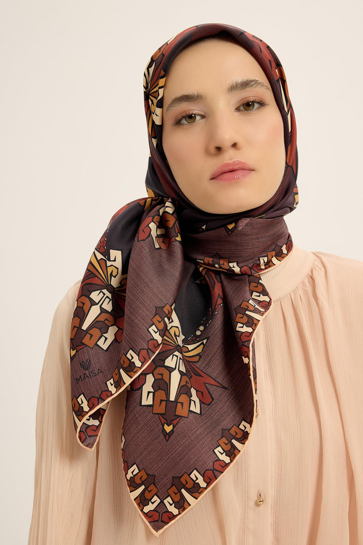 Maisa Şimal Mulberry İpek Eşarp - Bordo