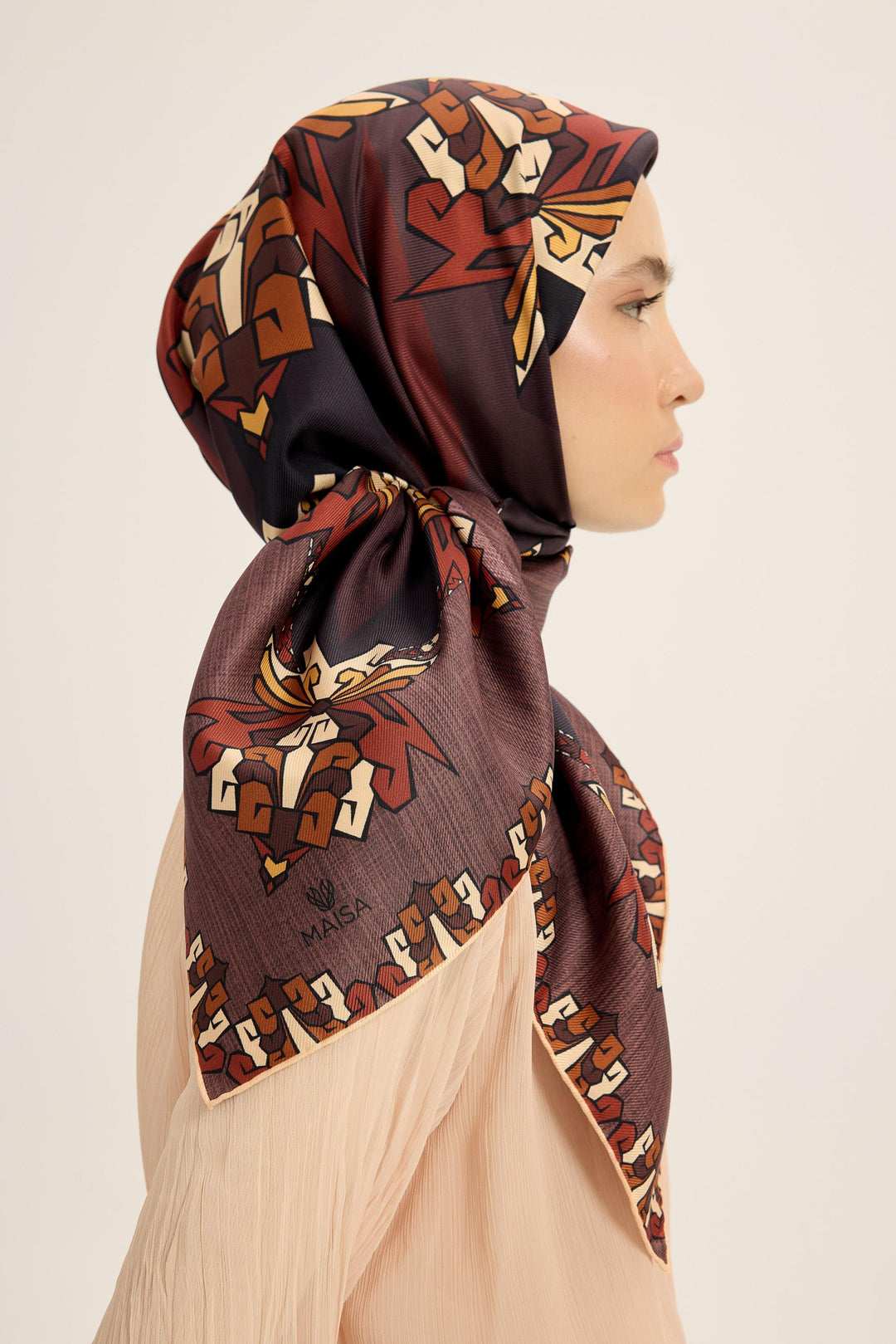 Maisa Şimal Mulberry İpek Eşarp - Bordo