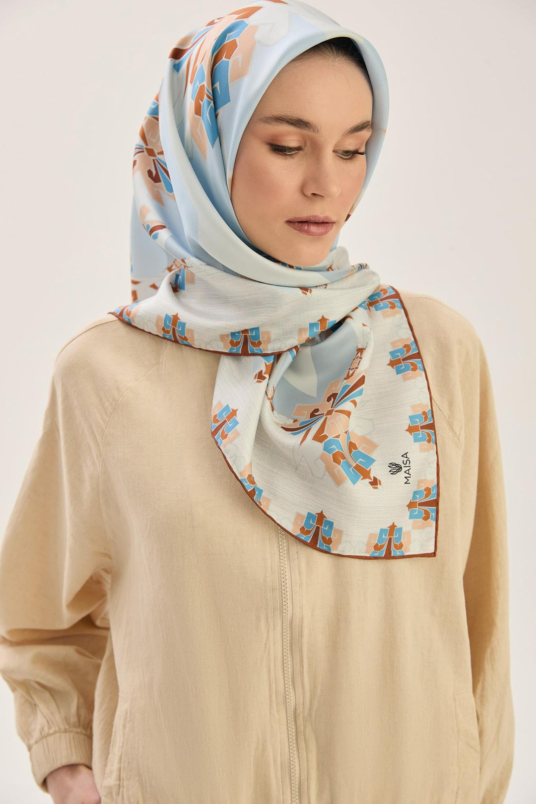 Maisa Şimal Mulberry İpek Eşarp - Kahverengi