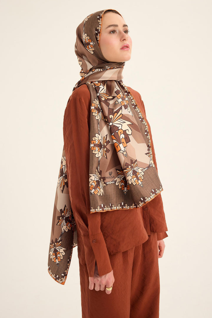 Maisa Şimal Mulberry İpek Şal - Kahverengi