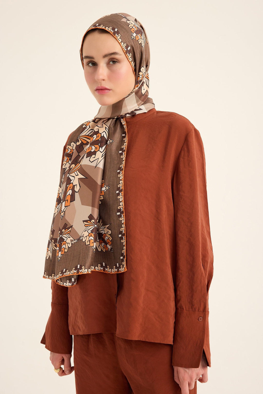 Maisa Şimal Mulberry İpek Şal - Kahverengi