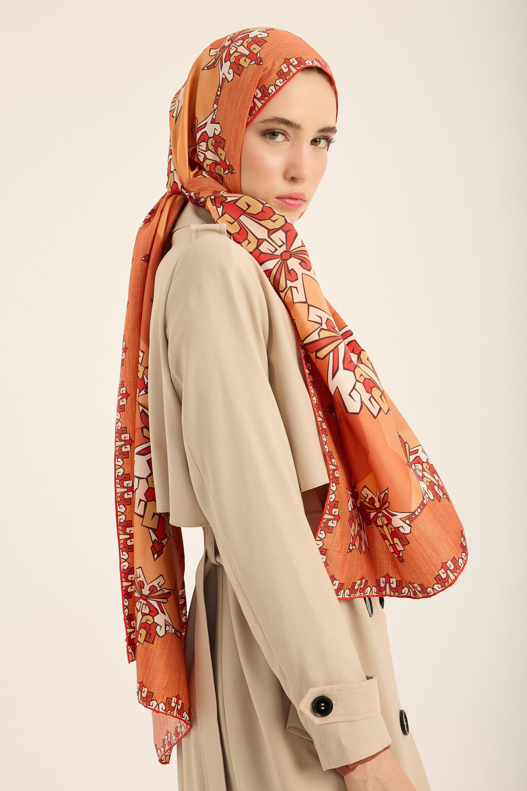 Maisa Şimal Mulberry İpek Şal - Turuncu