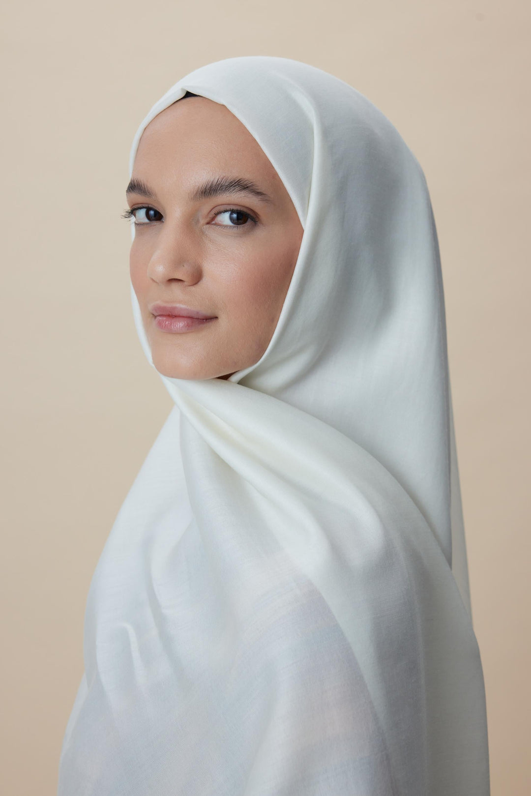 Maisa Sırma Yün İpek Jakarlı Şal 70x200 CM - Krem - Görsel 3 