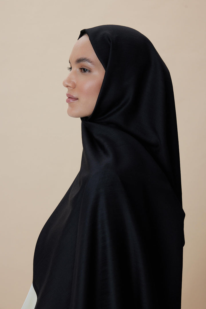 Maisa Sırma Yün İpek Jakarlı Şal 70x200 CM - Siyah - Görsel 4 