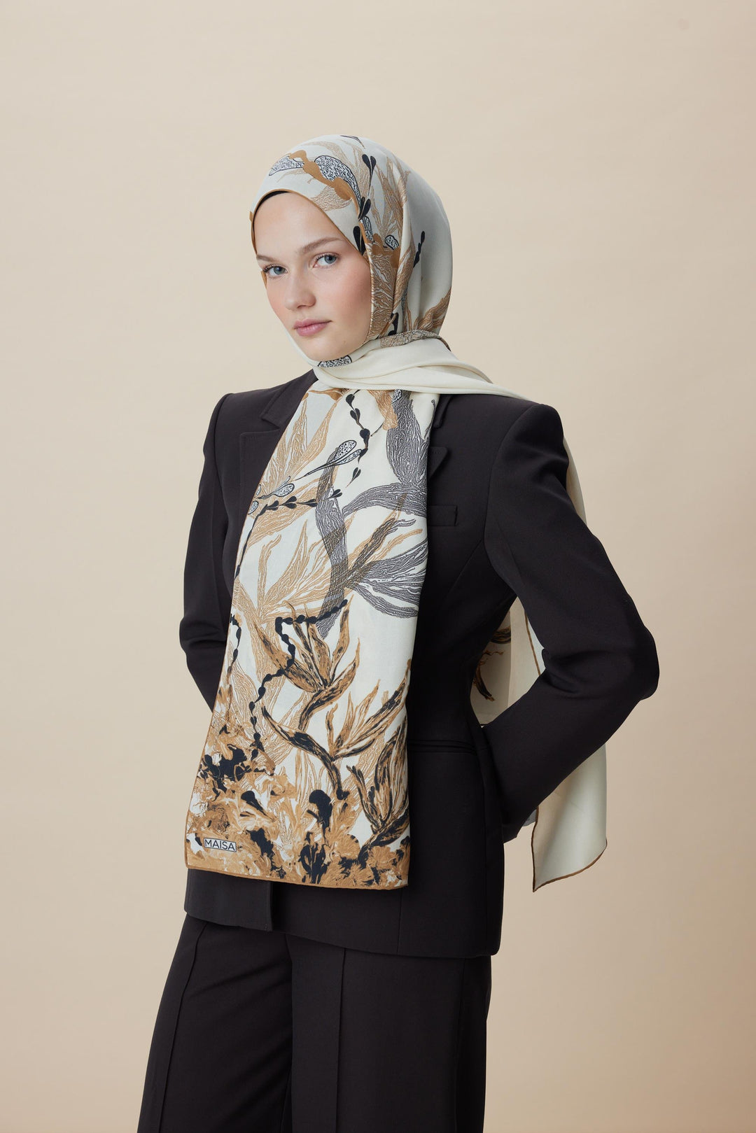 Maisa SİTARE PAMUK İPEK ŞAL 70*190 CM - BEJ