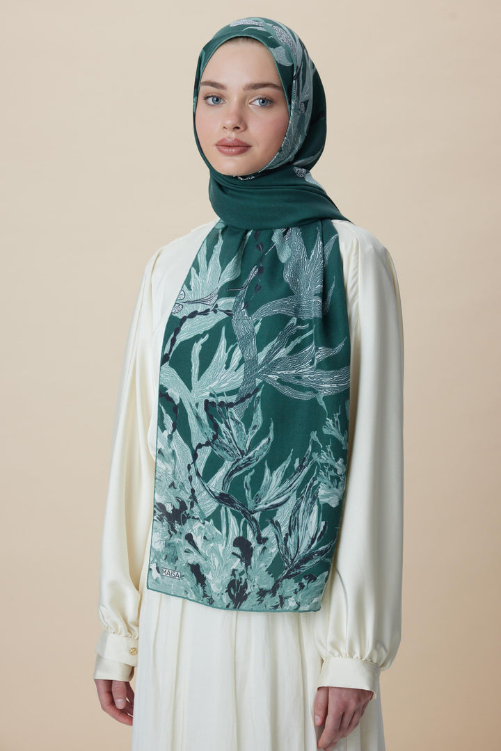 Maisa SİTARE PAMUK İPEK ŞAL 70*190 CM - KOYU YEŞİL