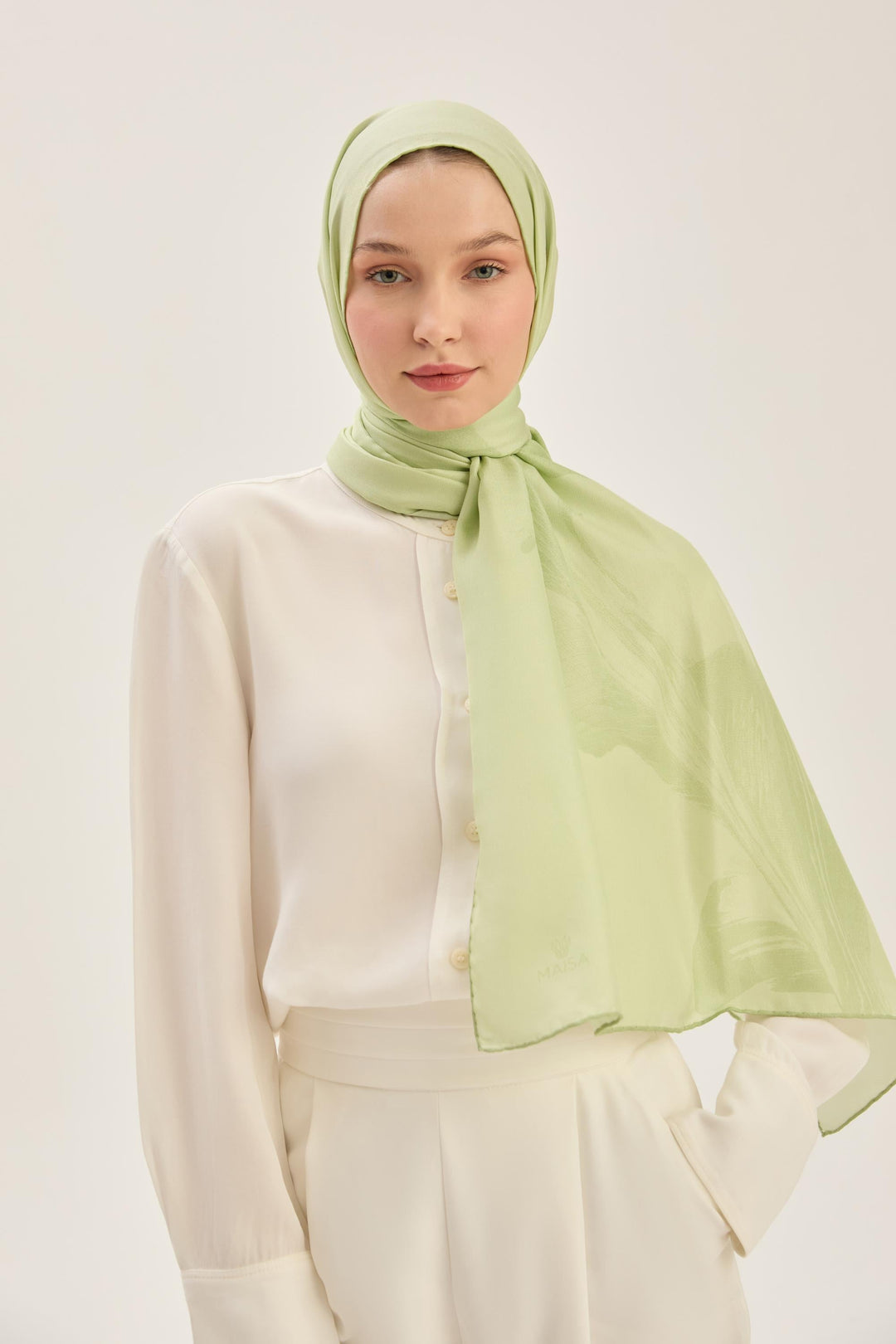 Maisa ŞULE PAMUK İPEK ŞAL 70*190 CM - FISTIK YEŞİLİ