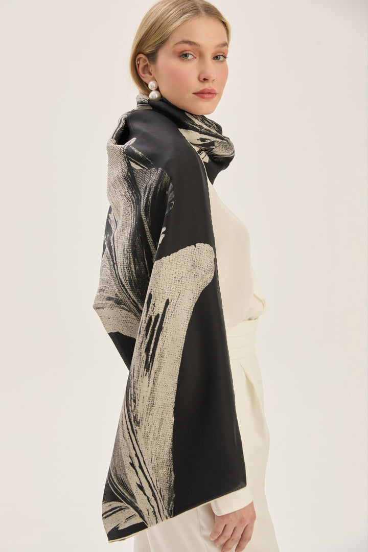 Maisa ŞULE PAMUK İPEK ŞAL 70*190 CM - SİYAH