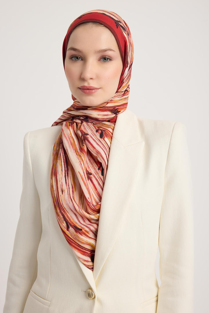 Maisa SUZEN FLOŞ VİSKON ŞAL 70*190 CM - KİREMİT