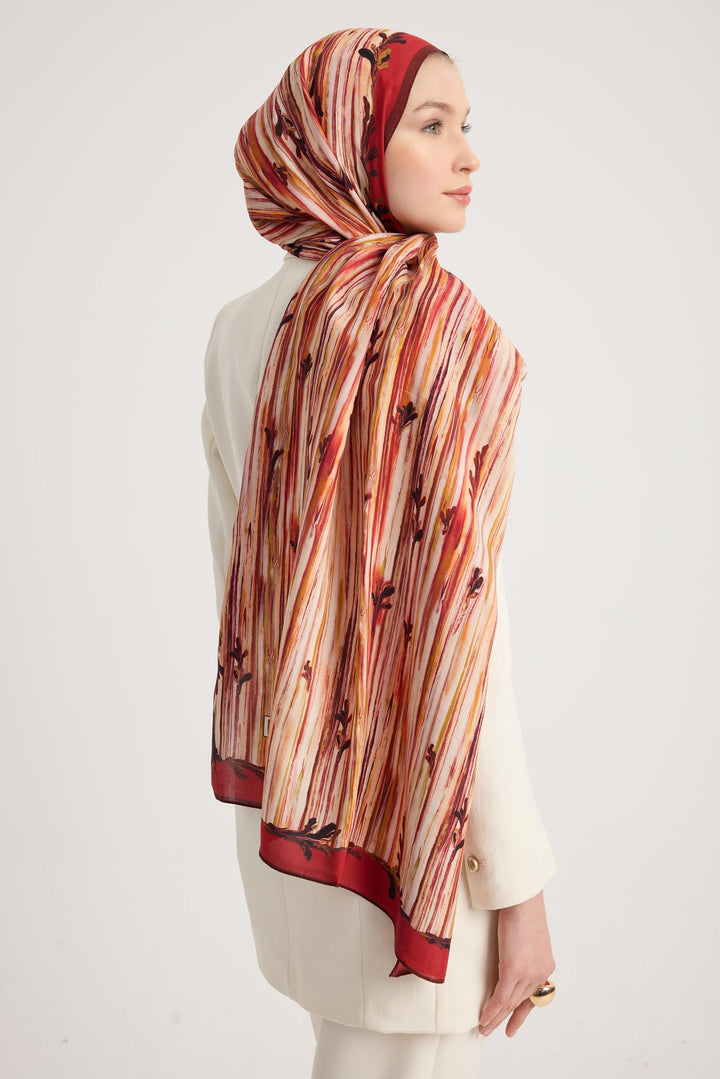 Maisa SUZEN FLOŞ VİSKON ŞAL 70*190 CM - KİREMİT