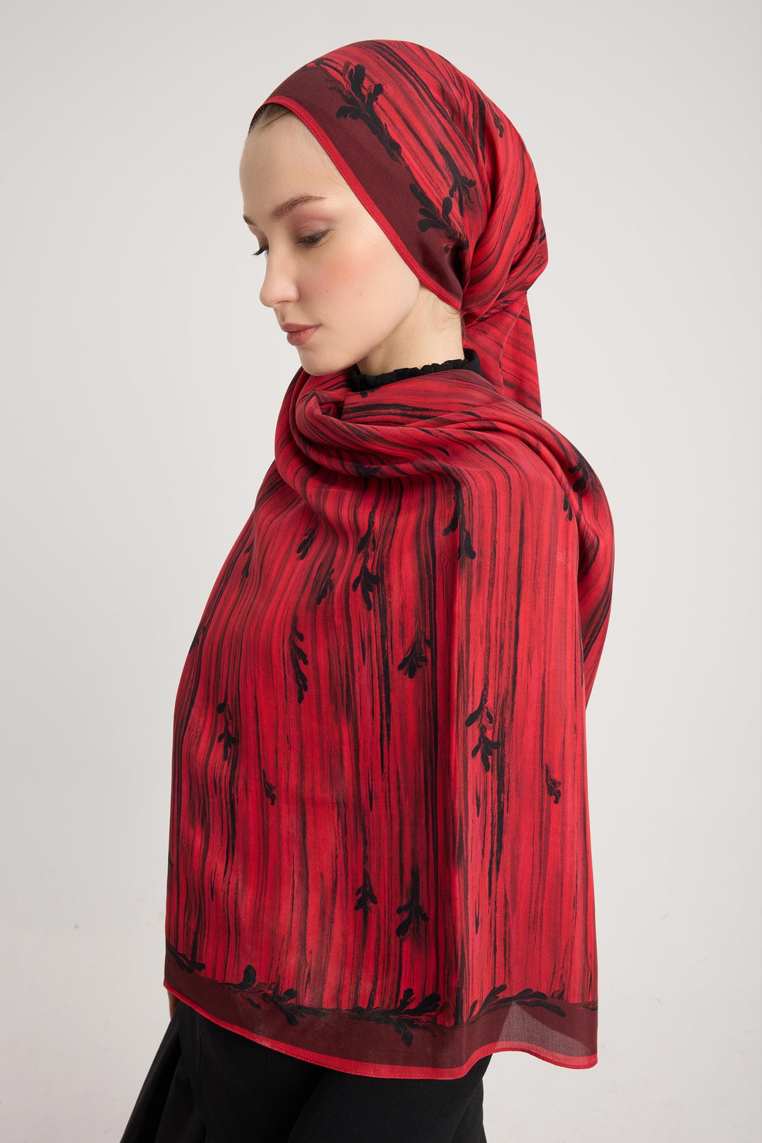 Maisa SUZEN FLOŞ VİSKON ŞAL 70*190 CM - MÜRDÜM
