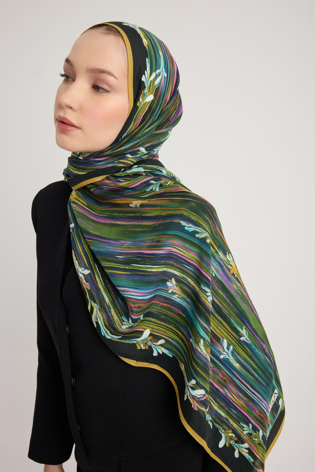 Maisa SUZEN FLOŞ VİSKON ŞAL 70*190 CM - SİYAH