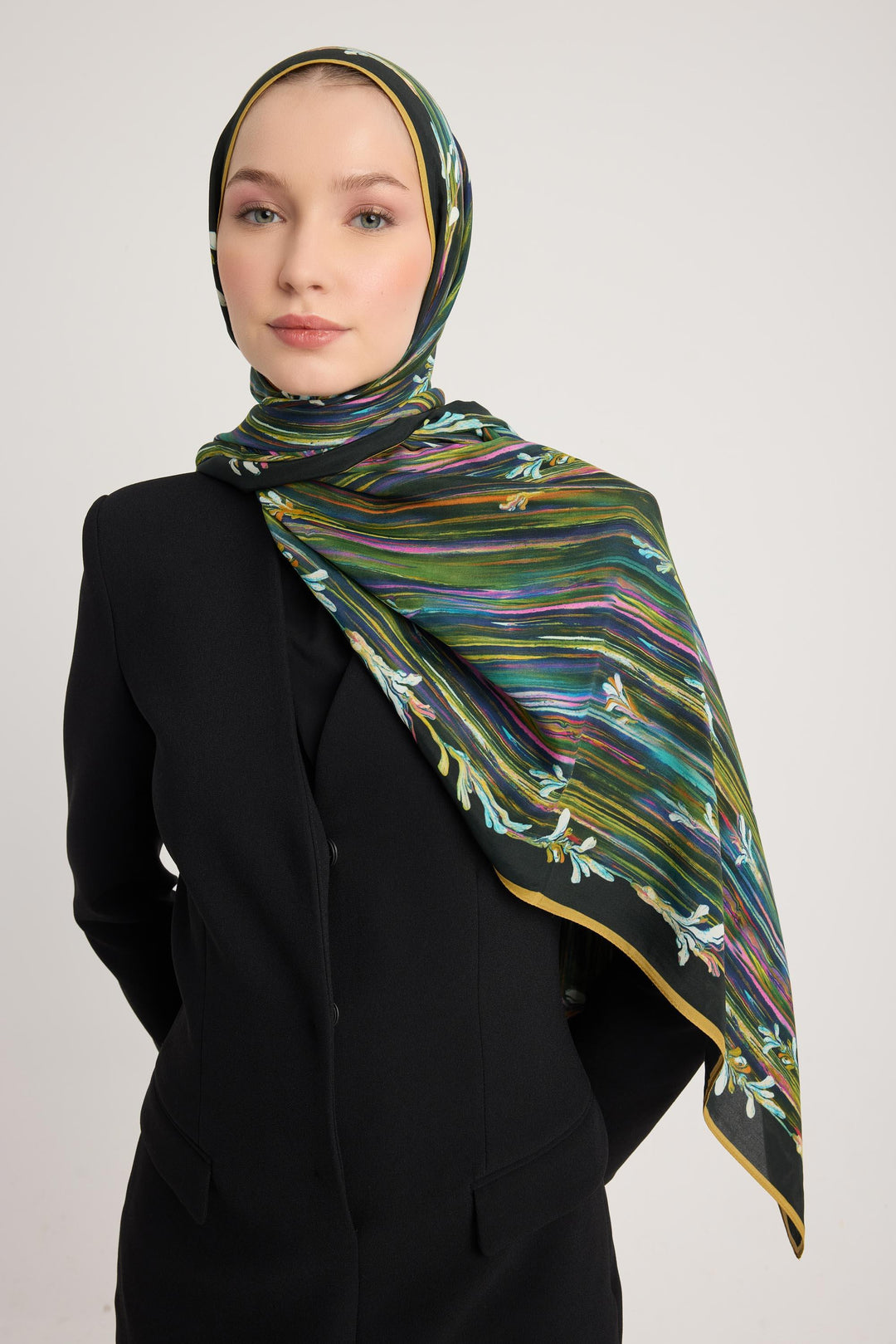 Maisa SUZEN FLOŞ VİSKON ŞAL 70*190 CM - SİYAH