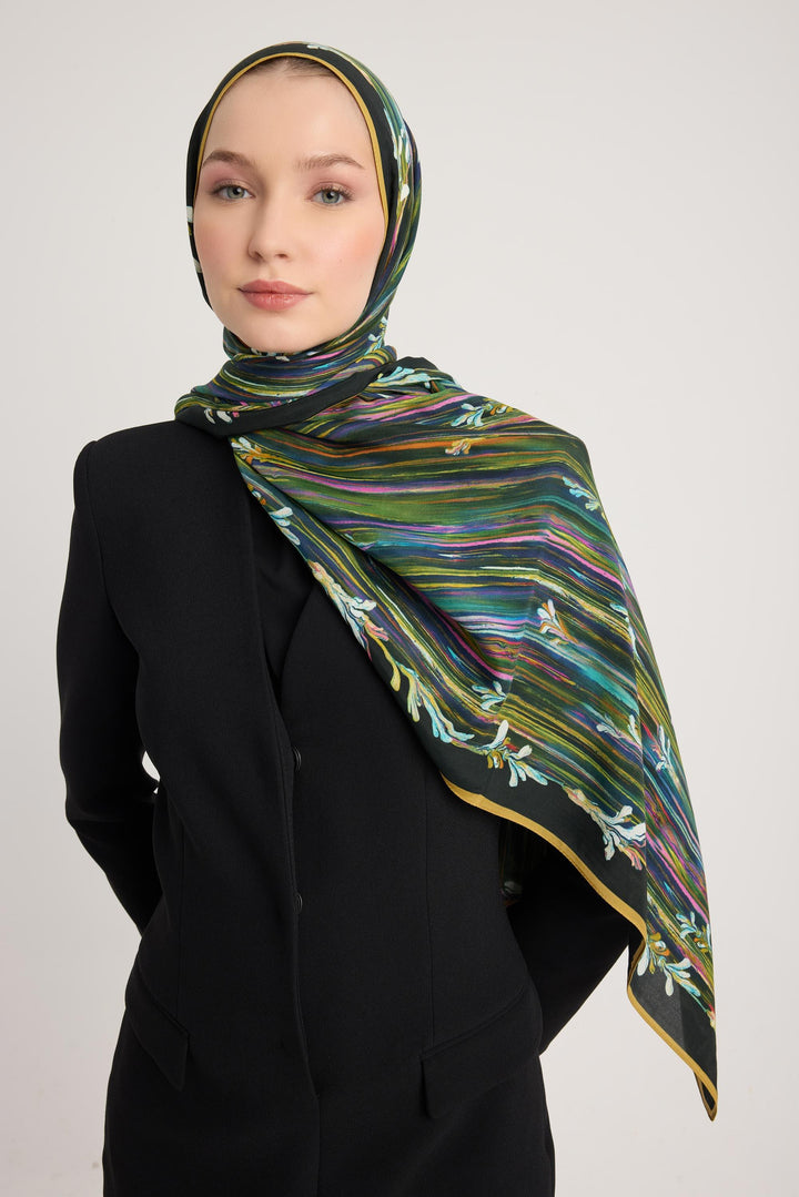 Maisa SUZEN FLOŞ VİSKON ŞAL 70*190 CM - SİYAH