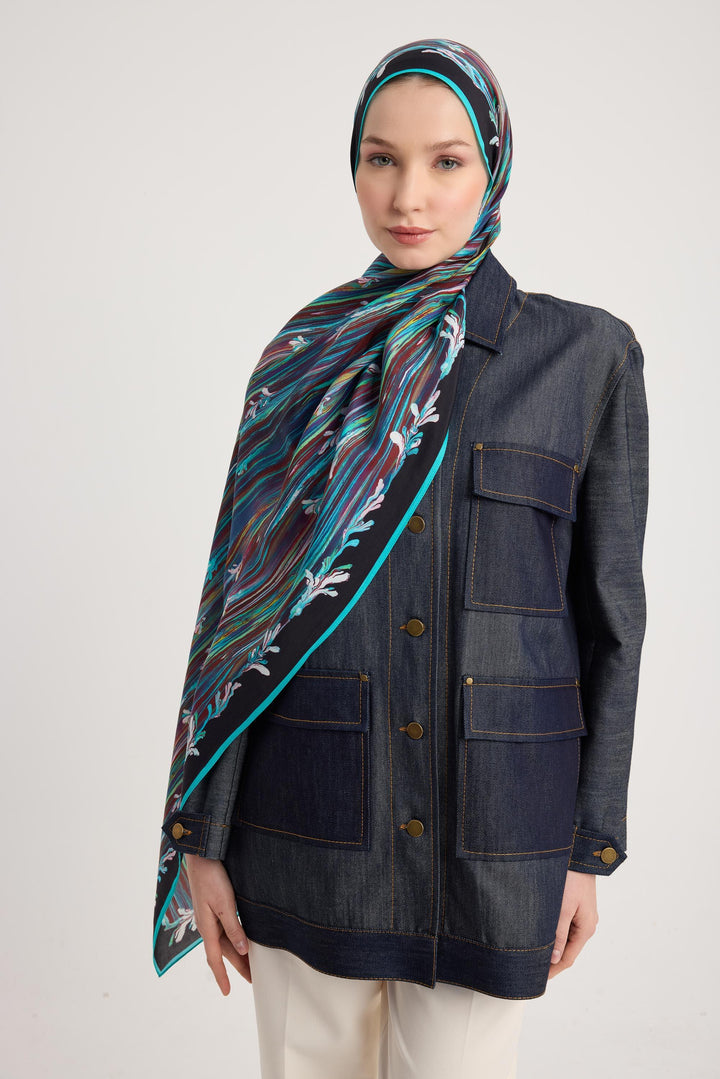 Maisa SUZEN FLOŞ VİSKON ŞAL 70*190 CM - TURKUAZ